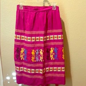 Embroidered wrap-around skirt